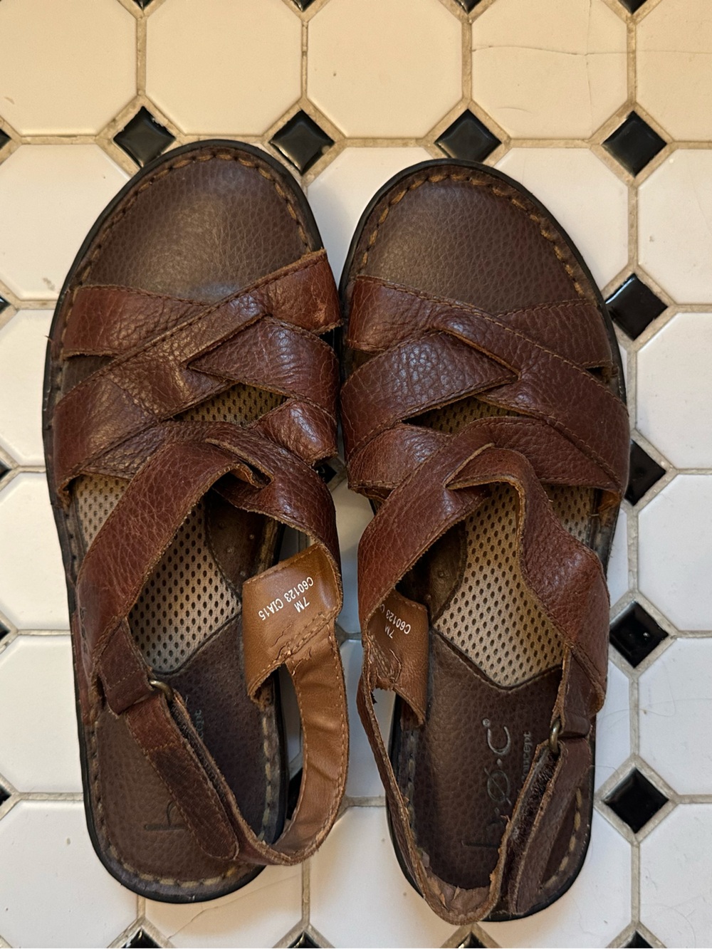 b.o.c. Brown Braided Leather Women’s Sandals